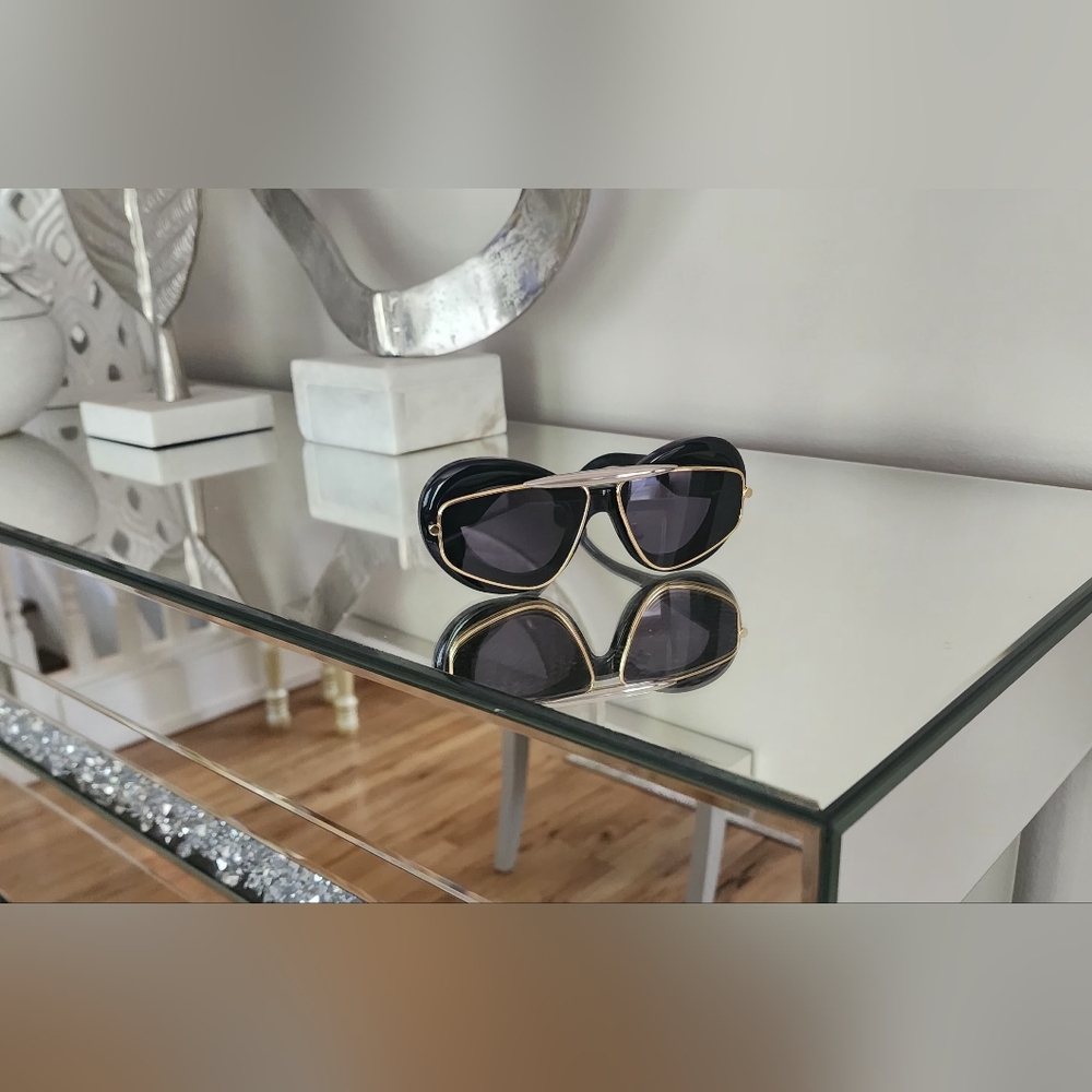Authentic Loewe double framed black & gold aviator sunglasses - Picture 2 of 7